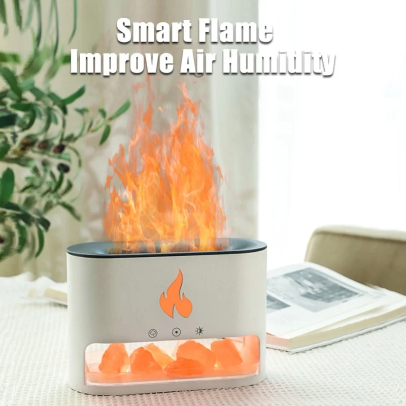 USB Type-C 250ml Aromatherapy Essential Oil Diffuser Cool Mist Humidifier Auto Shut Off Night Light 4 Color Flame Salt Lamp