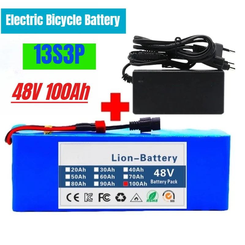 

Electric Bicycle Battery 13S3P 48V 100Ah Lithium Battery 18650 Lithium-ion Battery Pack + Charger