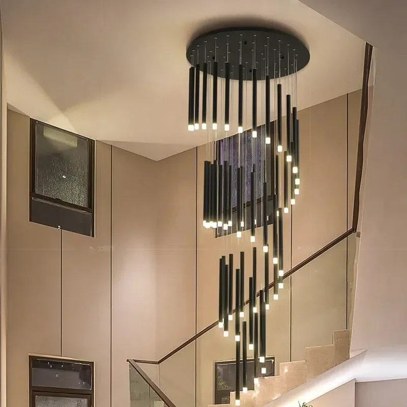 

Modern Long Strip Chandeliers LED Duplex Apartment Stair Attic Pendant Lights Lighting Living Room Loft Lamp Home Decor Fixtures
