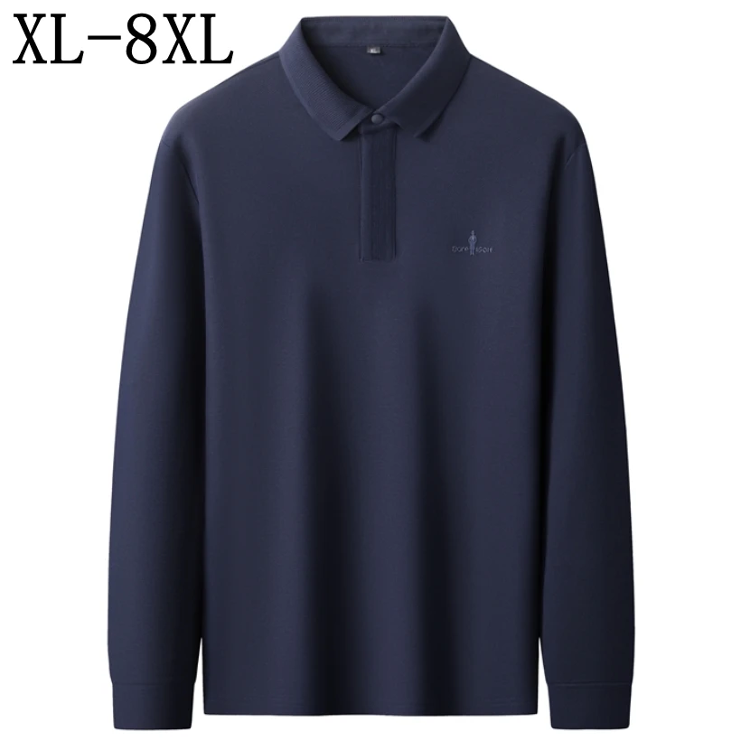 8XL 7XL 6XL 2025 New Fall High End Luxury 100% Cotton Polo Shirt Man Tops Fashion Embroidery Mens Shirts Lapel Loose T-Shirt Men