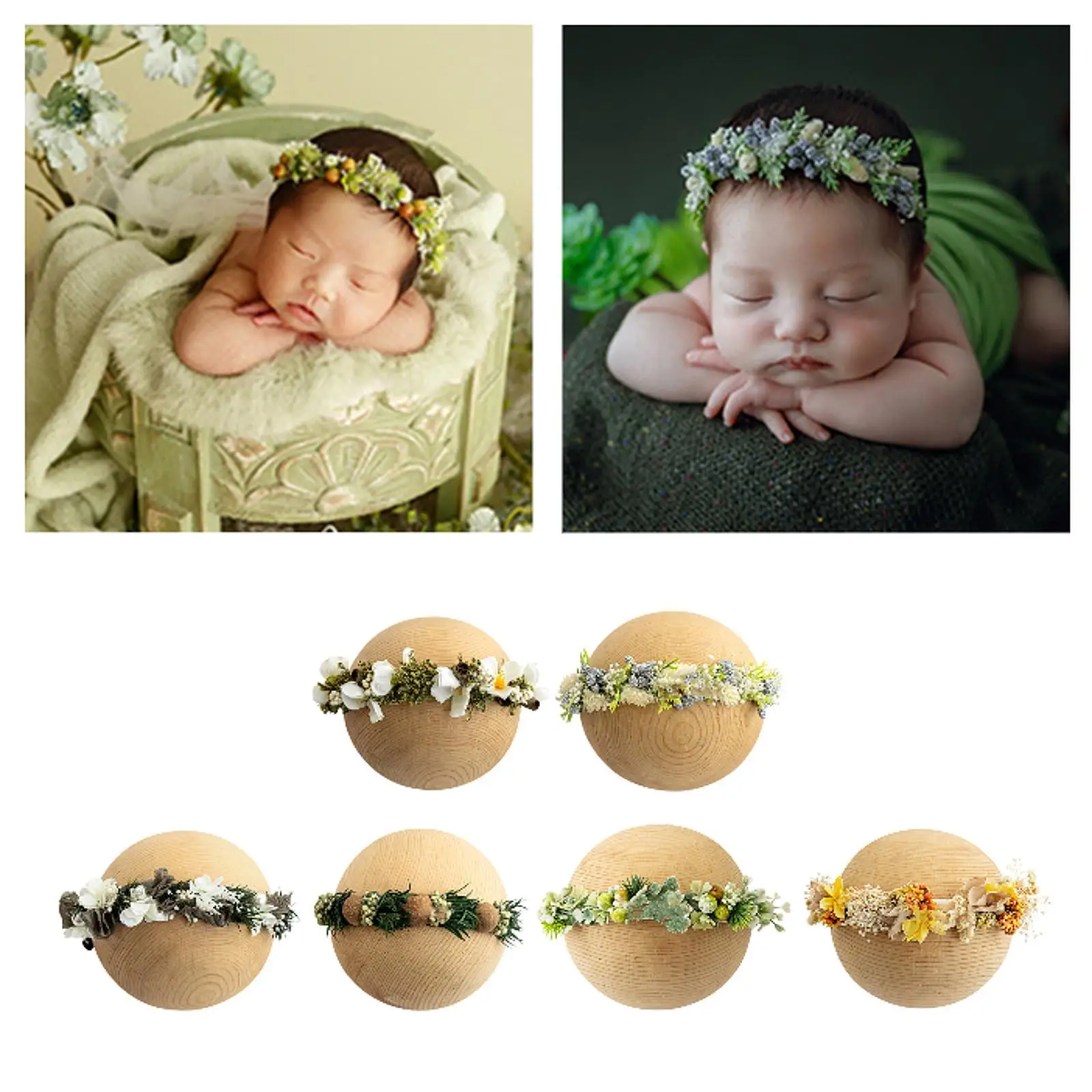 

Newborn Flower Headband 0-6 Months,Headpiece Soft Adjustable Photography Hairband Floral Crown for Baby Girls Kids Infants