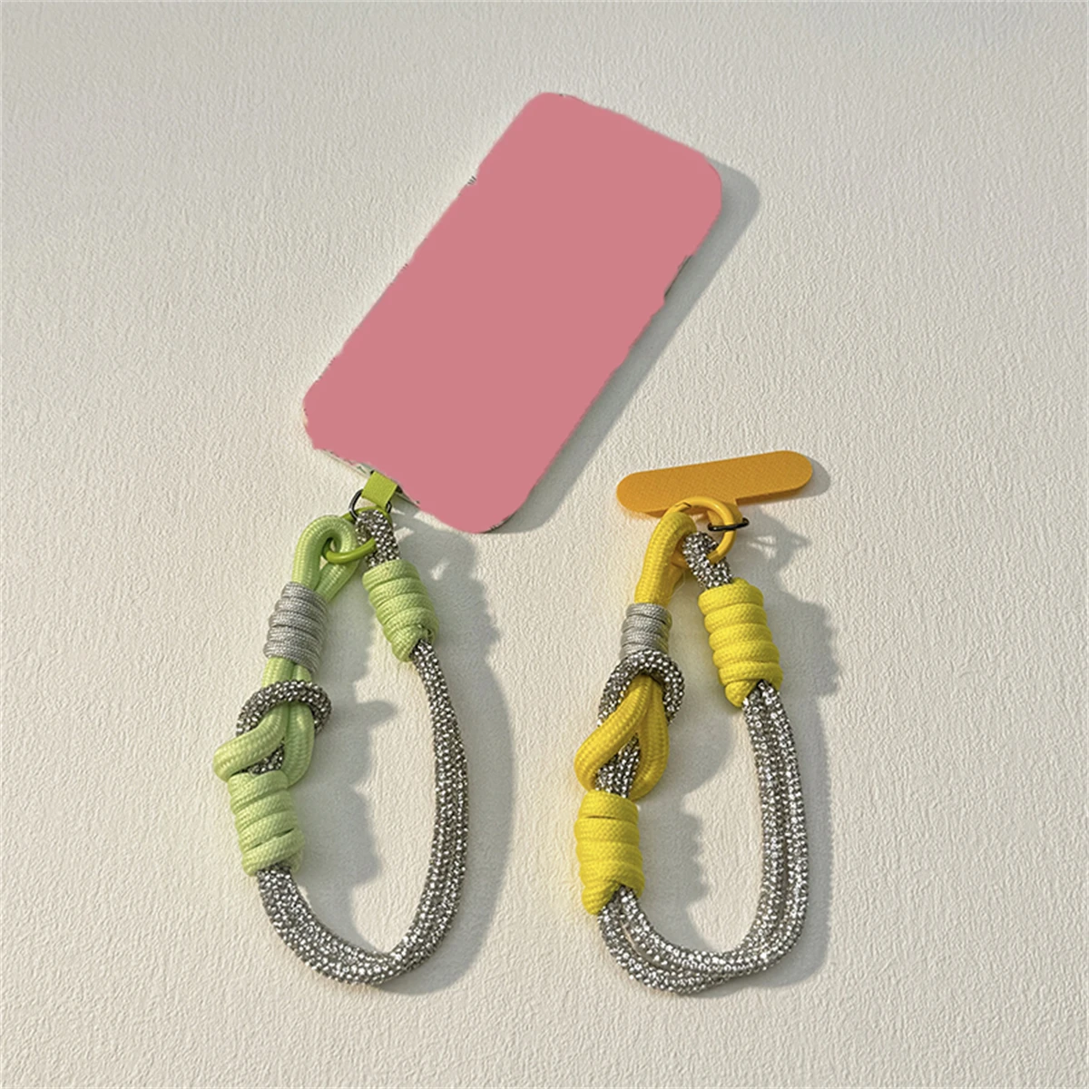 أنيق حجر الراين مضفر الهاتف الحبل معلقة مفتاح سلسلة حلقة الحبل مع التصحيح شريط للرسغ انفصال حبل آيفون 17 ProMax #3