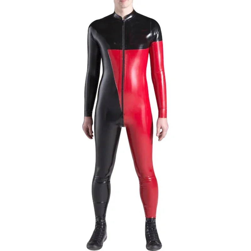 

Cosplay Halloween Latex Catsuit With Front To Back Crotch Zipper Tone Color Rubber Bodysuit Overall Zentai Body Suit