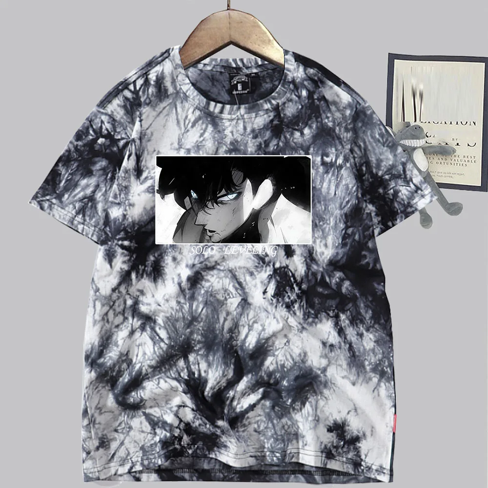 Solo Leveling Shadow King Souvenir Anime Clothes Tie Dye Shirts Unisex  Round Neck Short Sleeve T-Shirt  Fan Gift Tops