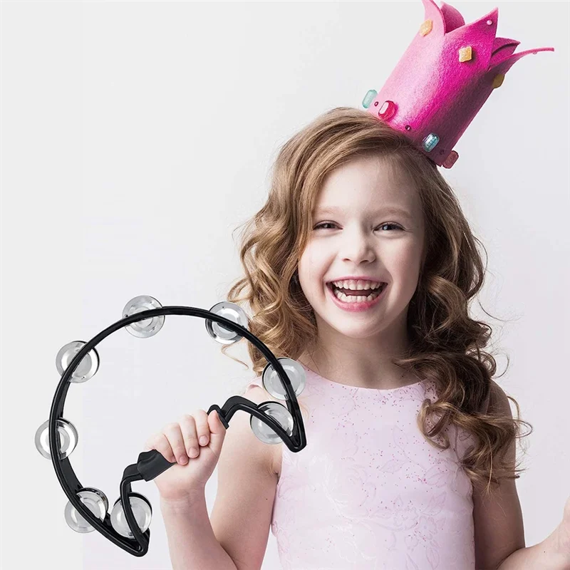 반달 탬버린과 에그 셰이커, 메탈 징글 핸드 헬드 타악기, 어린이, 성인, KTV, 블랙