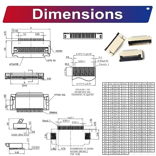 Kit di connettori per cavi piatti flessibili da 0.5mm, connettore per prese a nastro FPC 4/6/8/10/12/14/16/20/30/40pin FFC (0.5mm-RS-Kit)