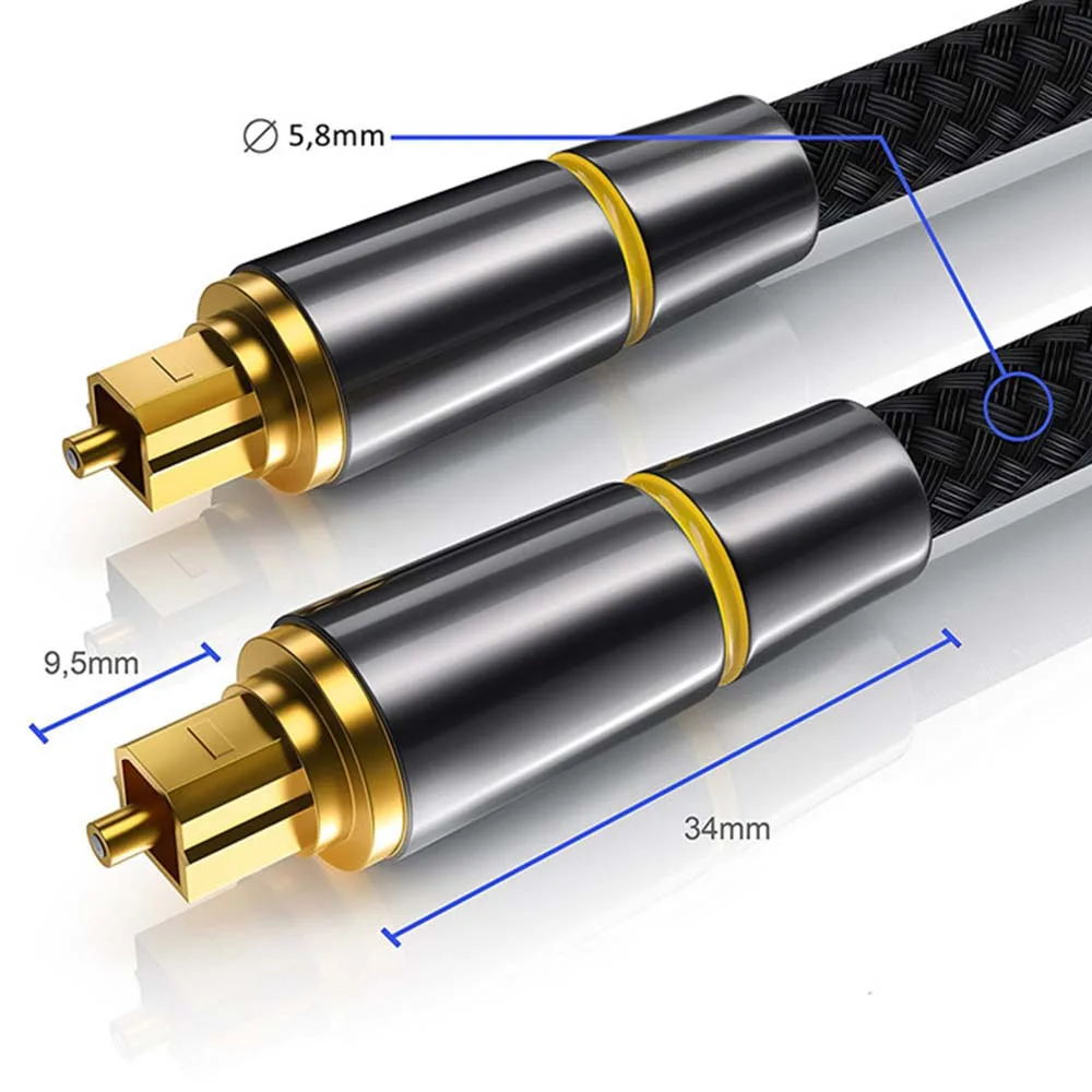 Digital Optical Audio Cable Toslink 1.5m 2m 3m SPDIF Amplifier Player Coaxial Cable for Sound Bar, TV, Xbox, PlayStation PS5/PS4