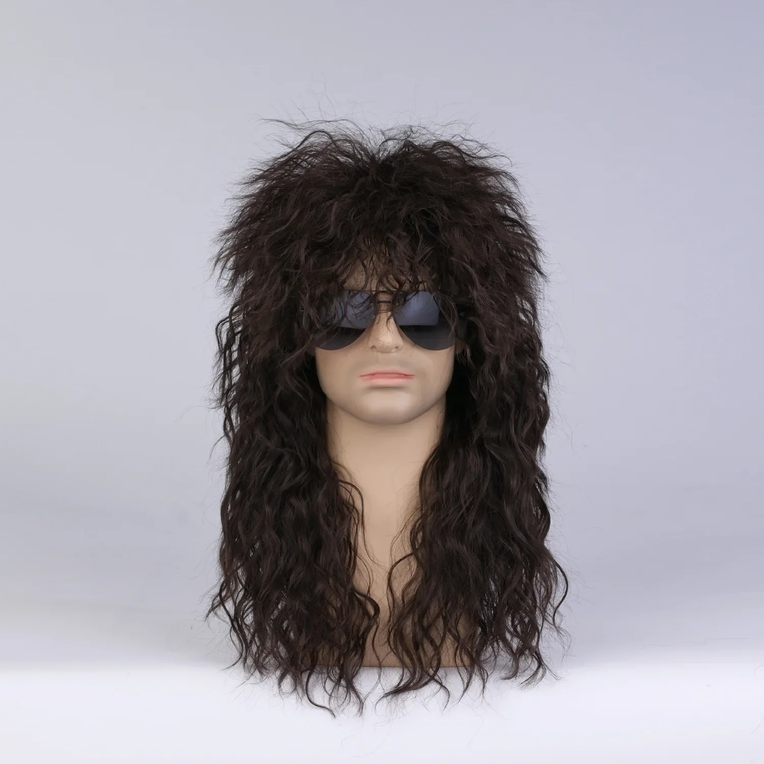 Men Long Black Synthetic Wig Heat Resistant Fiber Hairpiece for Cosplay Party Halloween Costume Anime Roleplay Extension