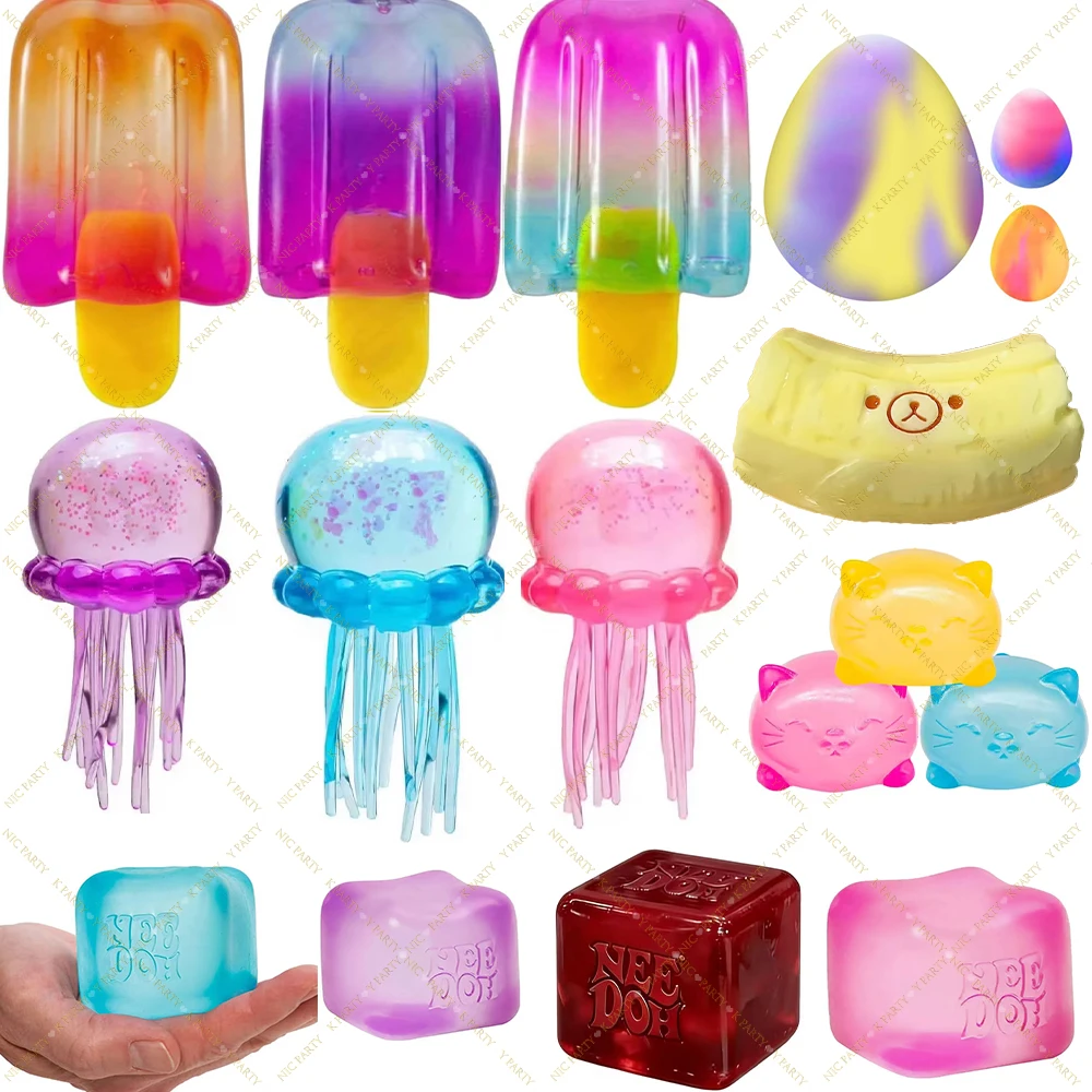 

New Sensory Squishy Toy Needohed Cute Stress Relief Tool Party Favor For Adults Kids Glittering Nice Cube Birthday Party Gifts