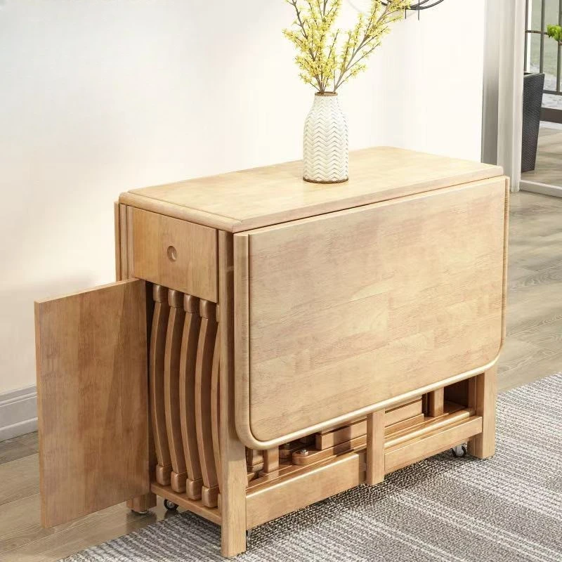 

Small apartment solid wood folding table and chair combination household modern simple rectangle