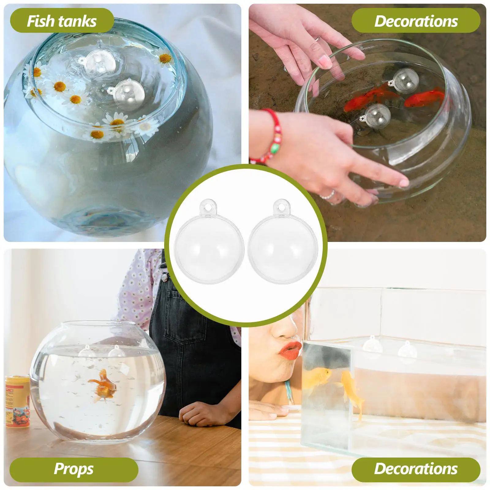 10 Uds. De adornos transparentes de PVC para decoración de acuario de 3cm, esferas transparentes rellenables, suministros para fiestas colgantes