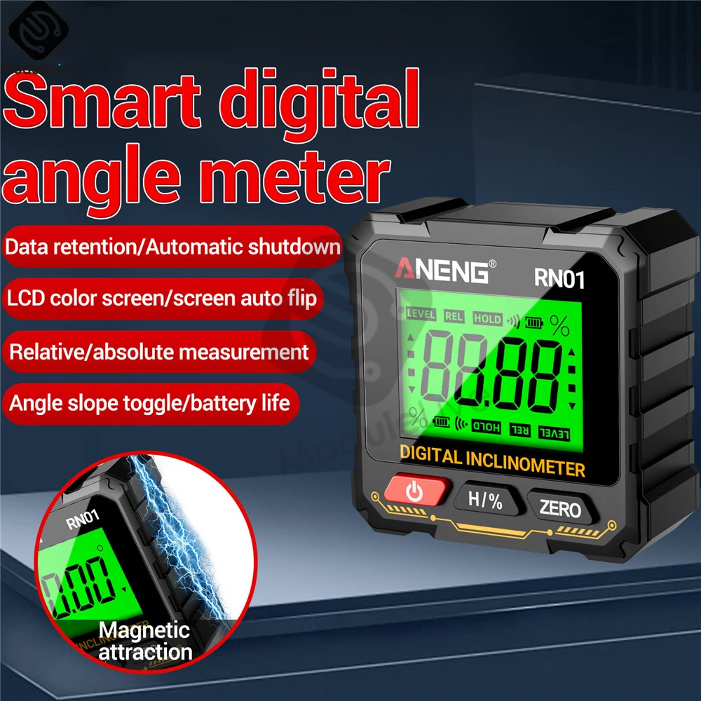 

RN01 Smart Digital Protractor Mini Angle Gauge 360 Degree Inclinometer Angle/level/slope Four-sided Strong Magnetic Tester