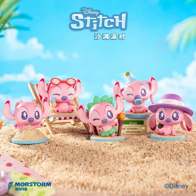 Echte Morstorm Disney Lilo & Stitch originele doos klassieke anime karakters Angel Beach Party figuur speelgoedmodel kindercadeau