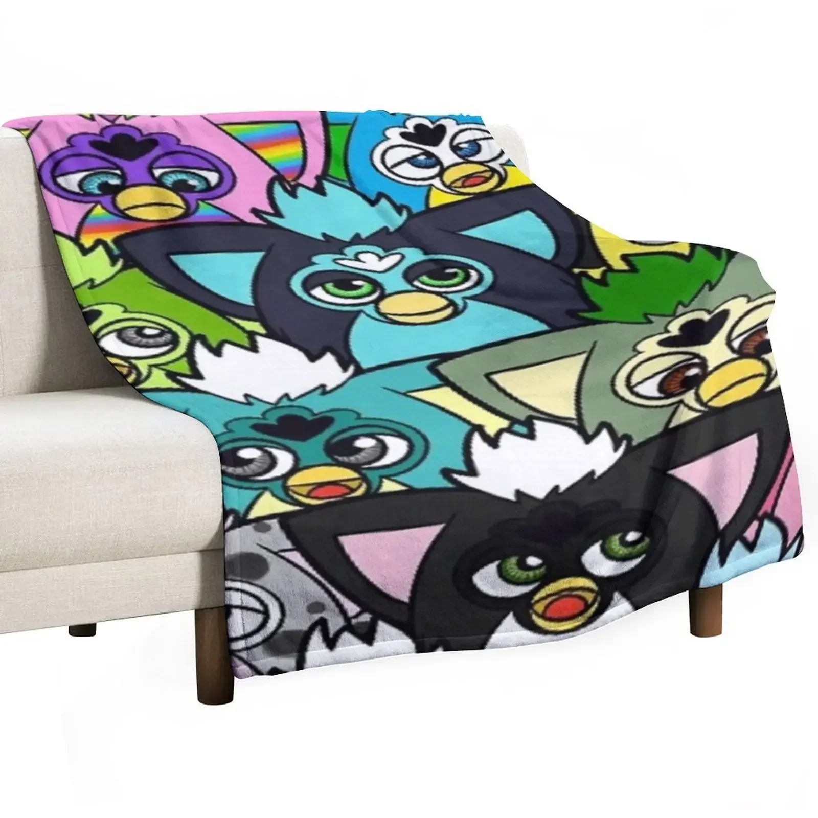 

Group Furbys Throw Blanket Quilt Beautifuls bed plaid Blankets