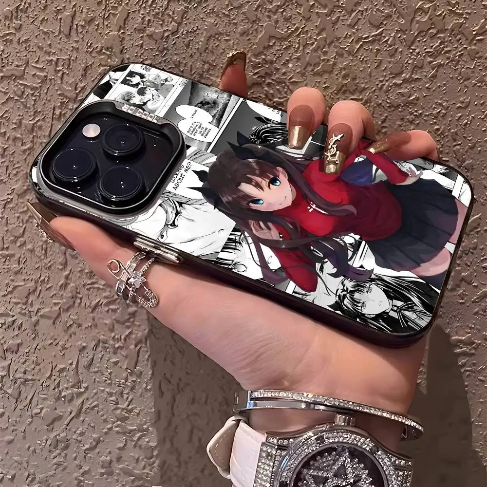 Funda de teléfono Anime Rin Tohsaka para IPhone 17 16 15 14 13 12 11 Plus Pro Max Multicolor Aurora láser Funda a prueba de golpes