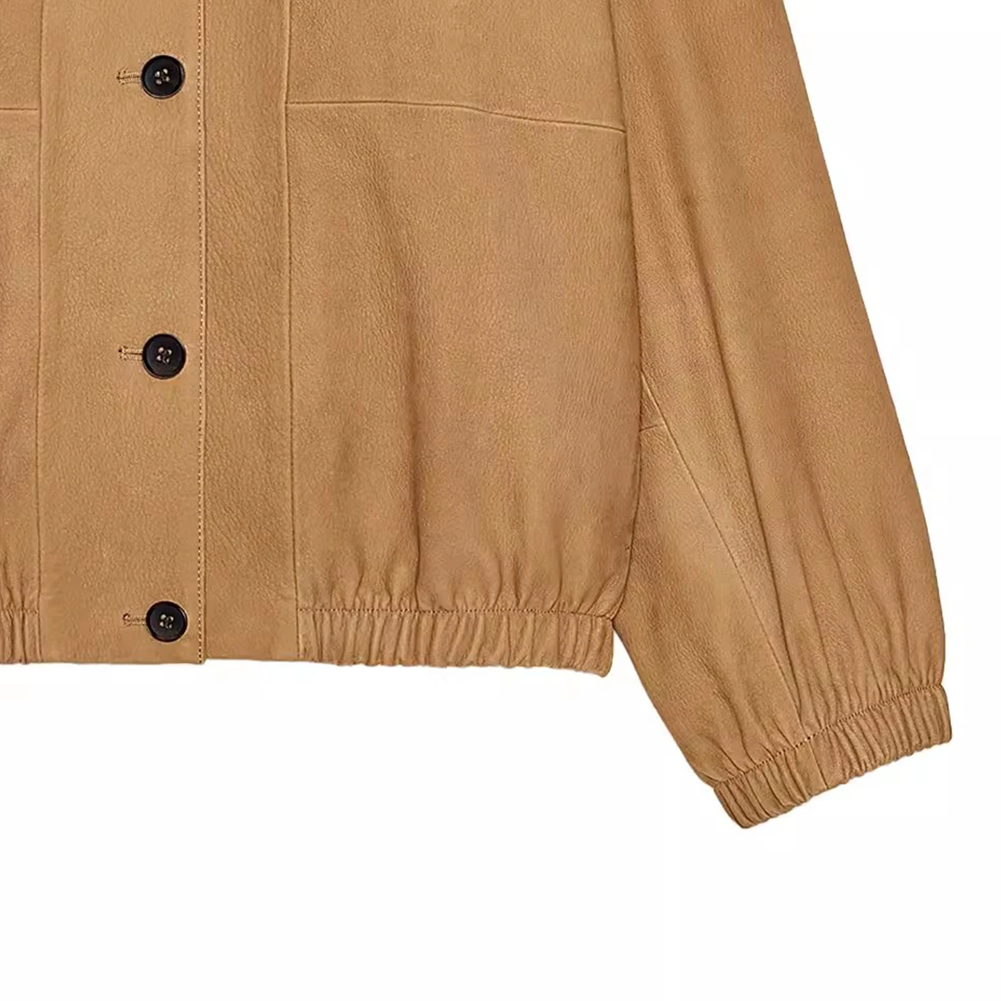 Ele lederen pilot-jas voor dames herfst 2025, casual Sle Stand Fit Z-merk ort bovenkleding