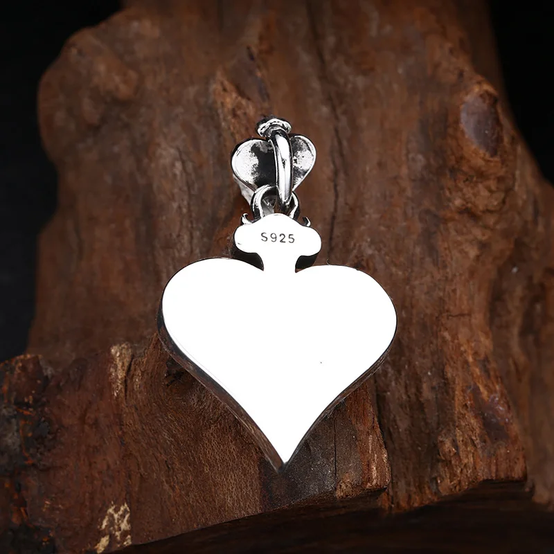 BOCAI S925 Sterling Silver Pendants for Women Men New Fashion Eternal Rattan Pattern Heart Shaped Punk Jewelry