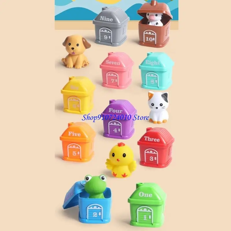 77HD 대화형 농장 동물 Playset 10Pcs 수학 조작 손가락 인형 교육 장난감 연령 3+