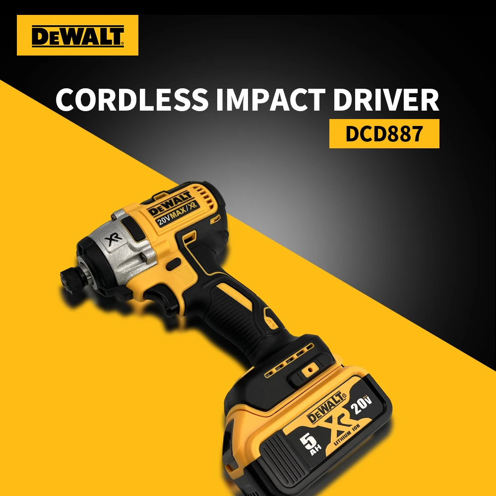 Dewalt DCD887 Brushless Electric Dril Impact Driver With 18V Lithium Battery Cordless Motor LED Light Screwdriver Power Tool