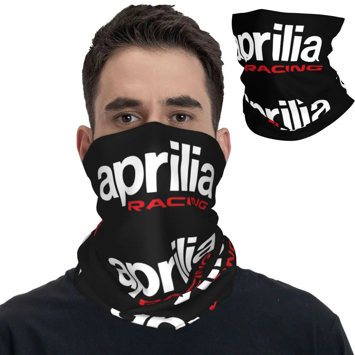 Aprilia Racing Motocross Bandana Neck Cover Printed Motorcycle Mask Scarf Warm Headband Cycling for Men Women Adult Washable