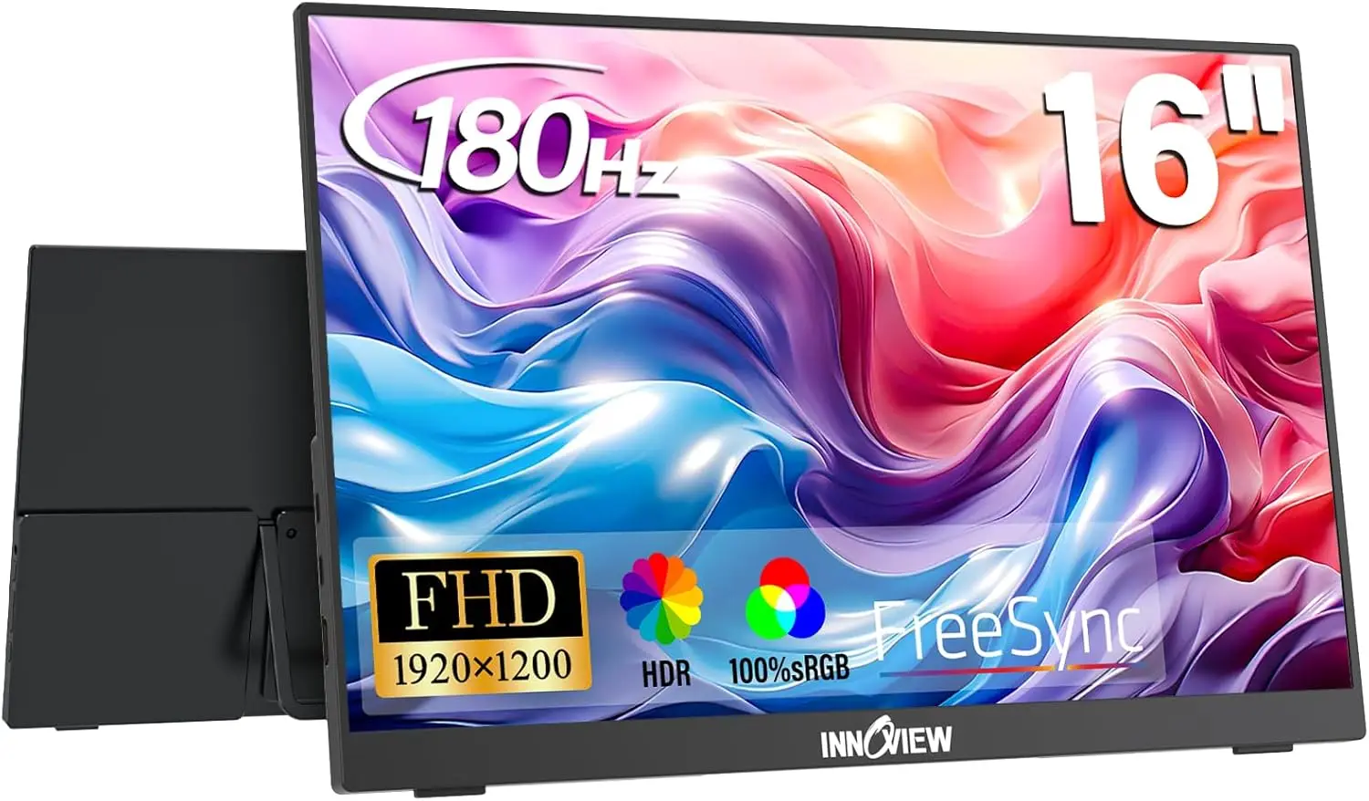 

16-дюймовый портативный монитор 180 Гц FHD 1920×1200 100% sRGB для Macbook/Switch/PS5/Xbox с разъемами Type-C и HDMI