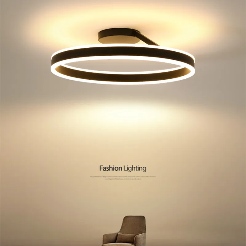 OUQI New Modern Minimalist Living Room LED Ceiling Lamp White Black Round Lamps Lighting Nordic Home Bedroom Lamp Kitchen Dining