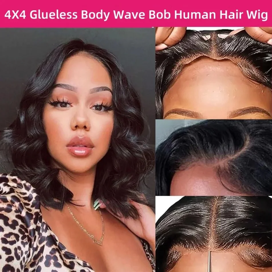 Body Wave Short Bob Wigs 5X5 Glueless Ready to Wear Human Hair 4X4 Pre Plucked No Lace Front Closure Bob Human Hair Wigs For Women