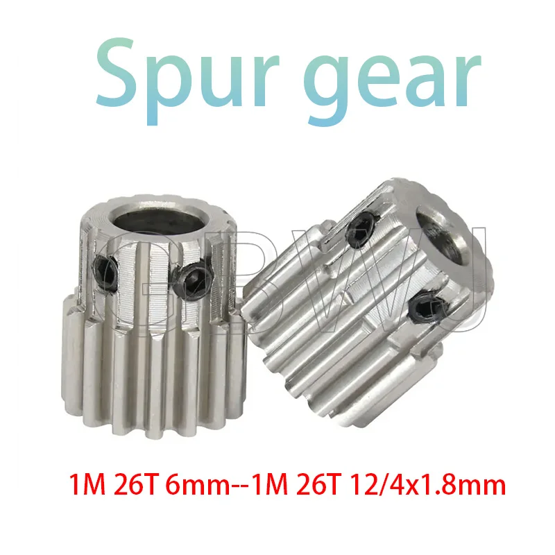 

1Pcs Module 1 Motor Gear 1M26T-29T Carbon Steel Material Blackening Spur Gear Bore Size 5/6/6.35/7/8/10/12mm