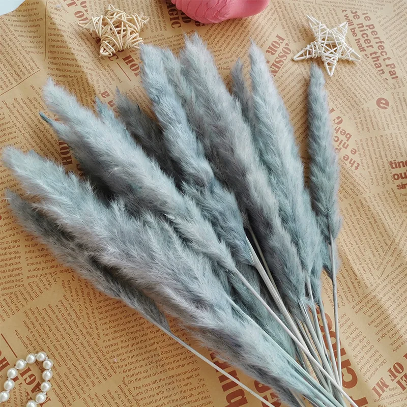 15Pcs Reed Pampas Wheat Ears Rabbit Tail Grass Natural Dried Flowers Bouquet Wedding Decoration Christmas Party For Home Decor