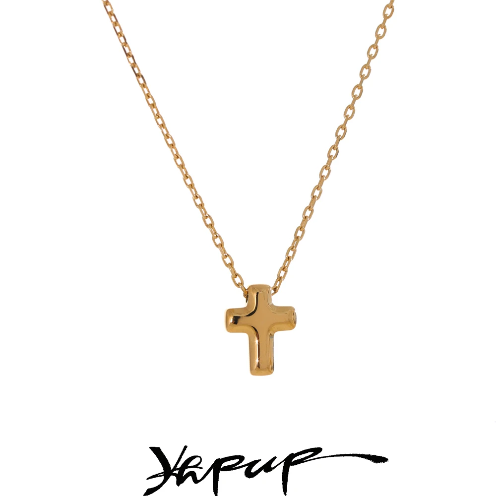 Yhpup Small Waterproof Stainless Steel Chic Cross Casting Charm Pendant Necklace Unique Classic Fashion Jewelry Bijoux Femme