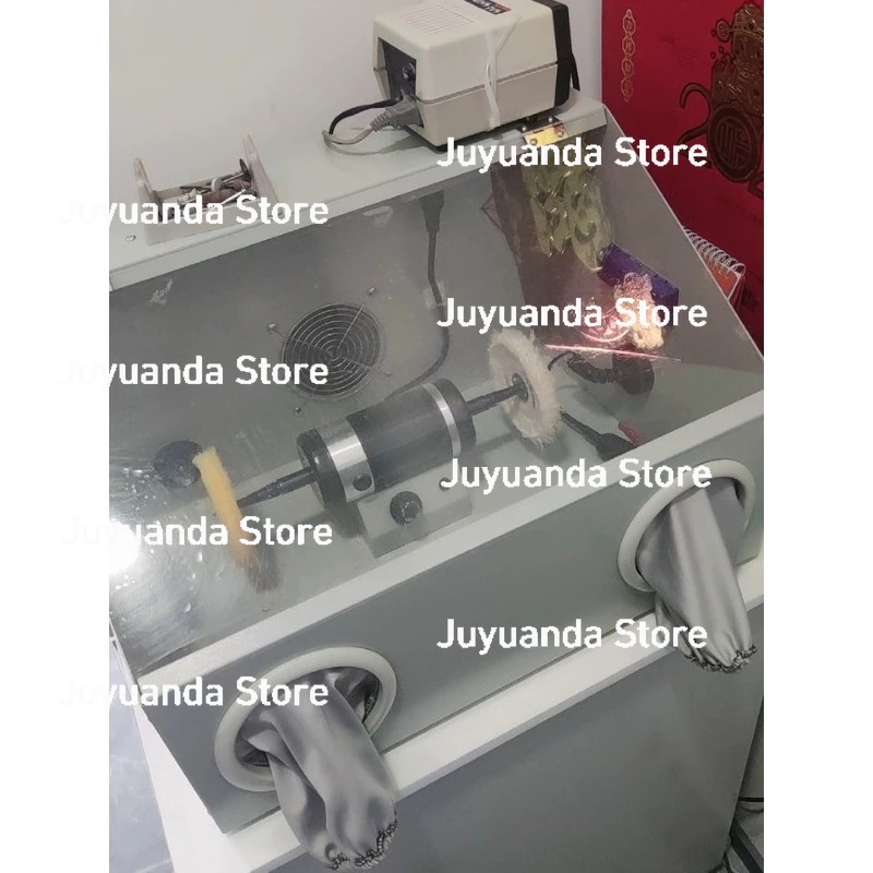 

220V 200W Small Desktop Jewelry Metal Play Polishing Machine, Grinding and Polishing Machine with Dust Box Cover