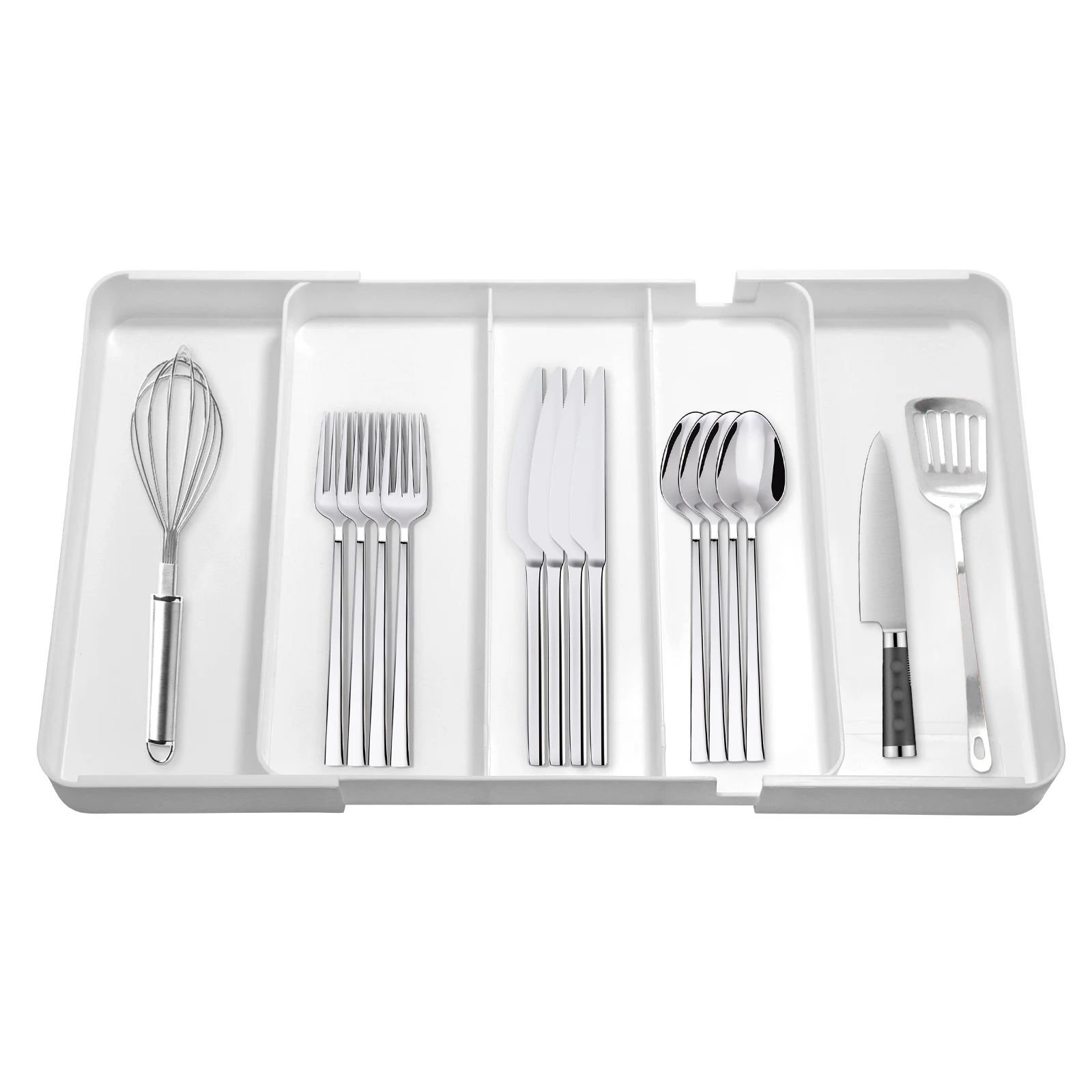

Cutlery Drawer Organiser, Expandable Utensil Tray For Kitchen Adjustable Silverware And Flatware Holder, Compact Plastic Storage