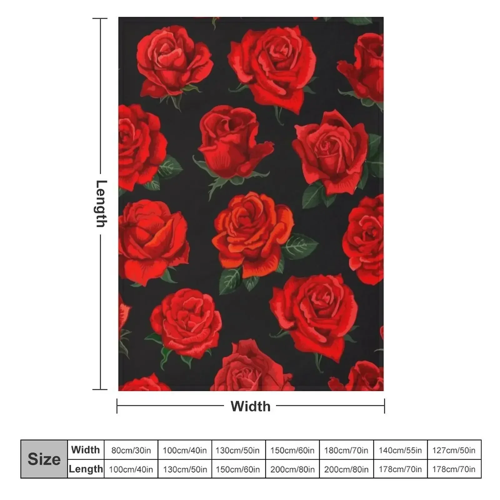 red roses pattern Throw Blanket couch cozy soft plush fuzzy picnic outdoor blanket