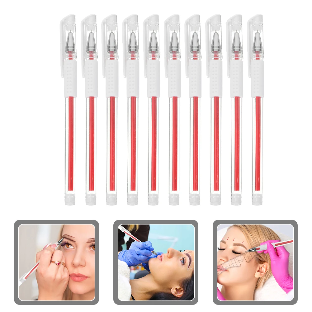 

10 Pcs Waterproof Marking Pen Marker Pens Skin Mapping Eyeliner Beauty Eyebrow Markers for Plastic