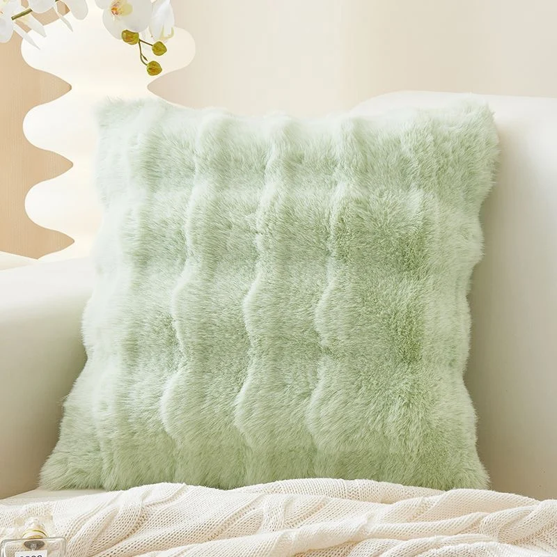 Solid color thick plush cushion simple pillow