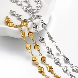 1Meter No Fade Gold Color Love Heart Link 4mm 5mm Stainless Steel Chain DIY Jewelry Making Necklace Bracelet Anklets Supplies