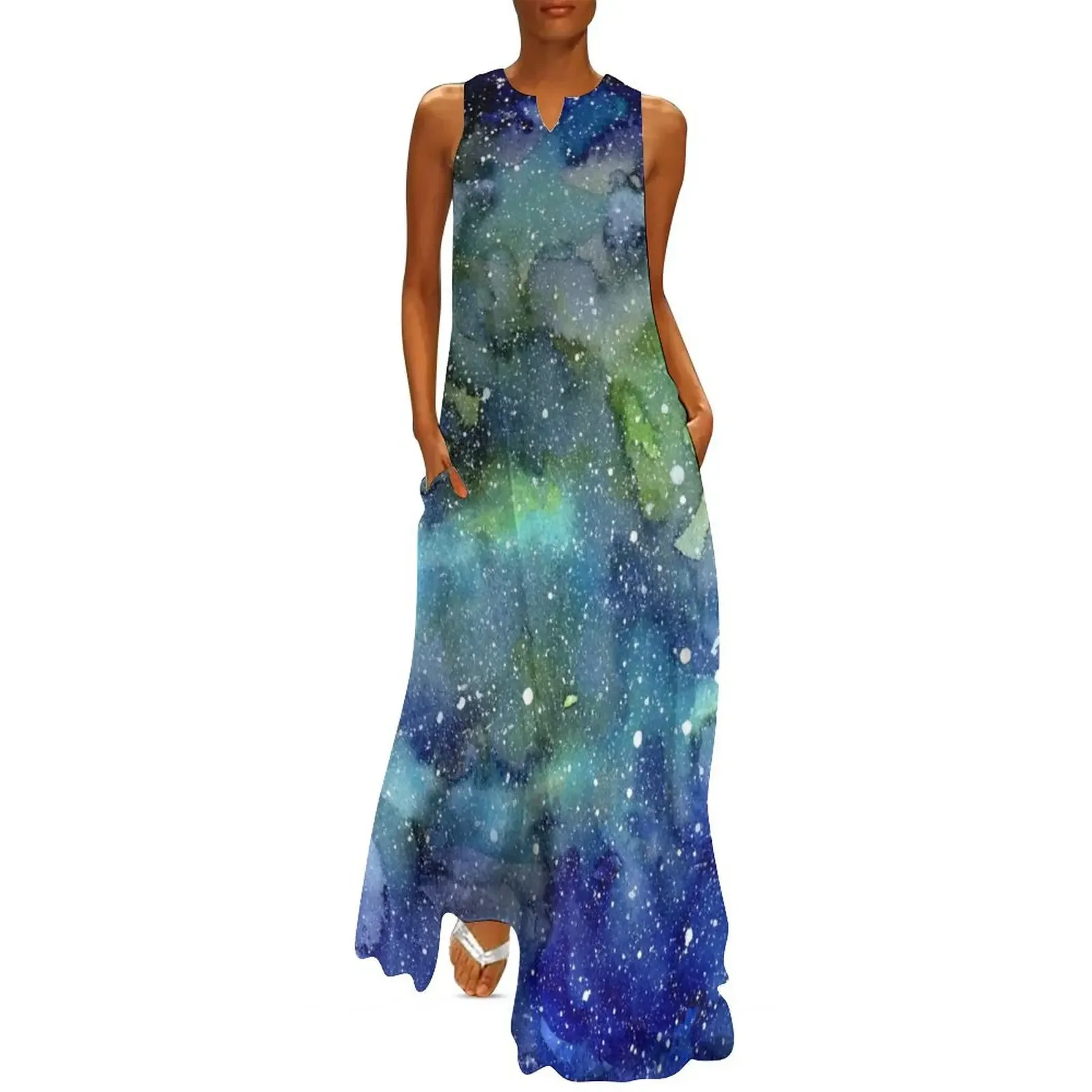 

Watercolor Galaxy Painting Nebula Art Long Dress Summer skirt Dresses for wedding party dresses for special events Dress
