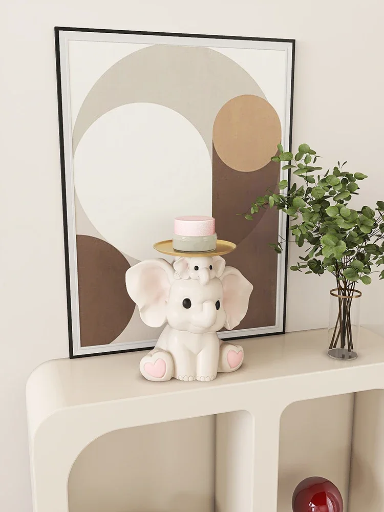 

Cartoon Elephant Key Storage Entrance Statuette Decoration TV Cabinet Living Room Desktop Figurine Ornament Gift Customized