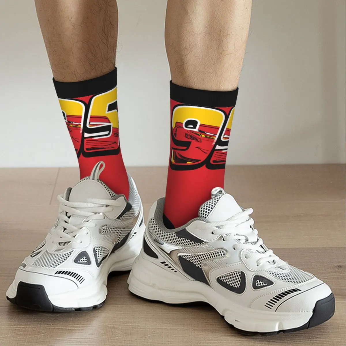 Autumn Winter Colorful Unisex Lightning McQueen Go 95 Socks Cars Non-slip Crew Socks