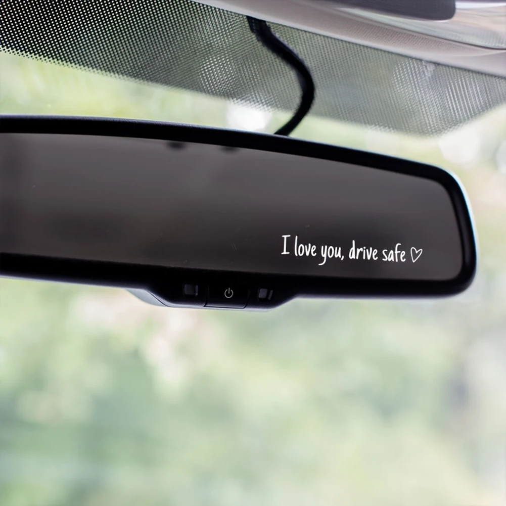 Drive Safe Affectionate Reminder Sticker For Car Interior Rearview Mirror ABS Heart Shape Designed For Clear In-Car Messaging