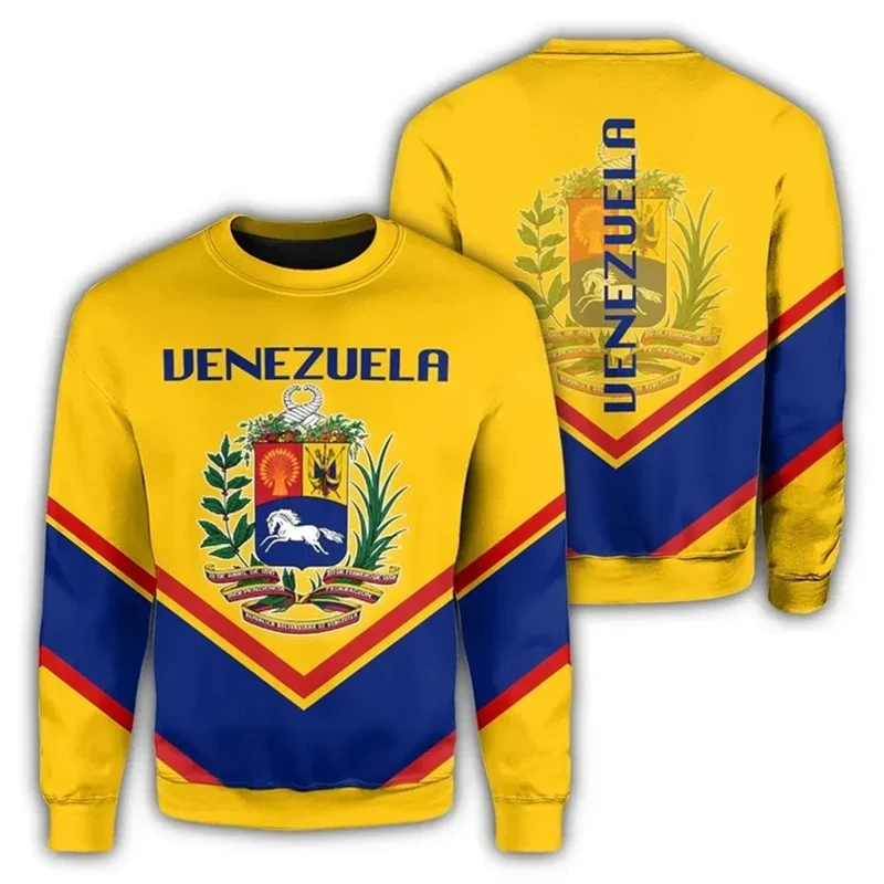 New Venezuela Flag Printed Pullover Sweater Men Fall Fashion Men Clothing Long Sleeve Sweaters For Men Kids Y2K Streetwear Tops