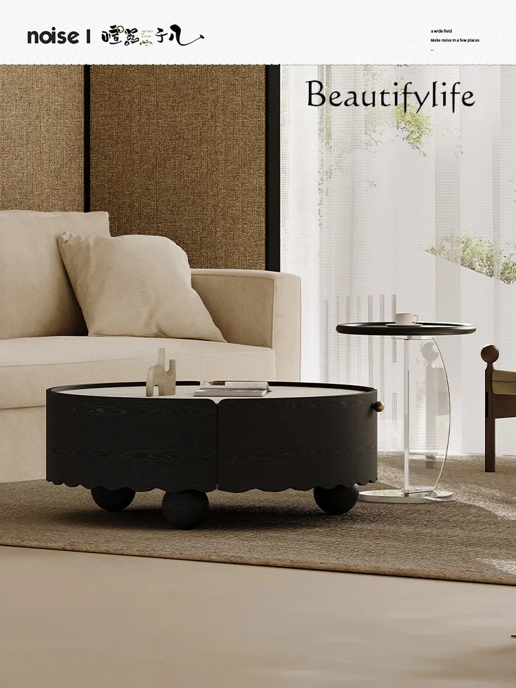 

журнальный столик Retro Coffee Table Stone Plate Small Apartment Light Luxury High Sense of Design Acrylic Tea Table