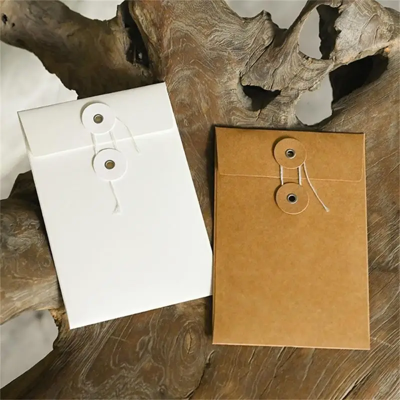 D0UA 20PCS/팩 스트링 타이 클로저 빈티지 브라운 페이퍼 스트링 비즈니스 봉투