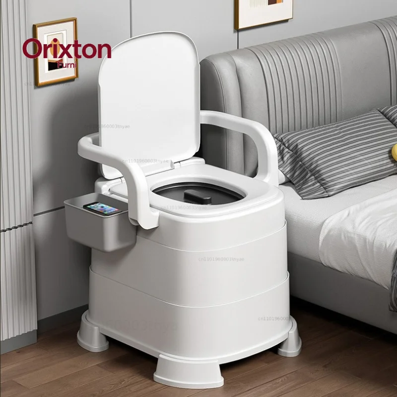Commode Chair with Wheels Portable Toilet Seat Adjustable Height Mobile Bedside Potty for Elderly Pregnancy