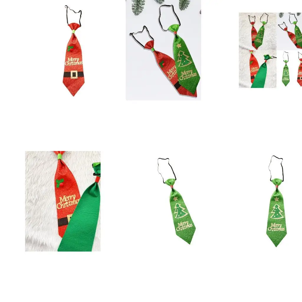 

39BB Christmas Party Mistletoe Pre-tied Tie Unwoven Fabric Costume Accessory