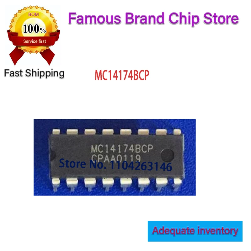 

5PCS MC14174BCP New and original MC14174B DIP16