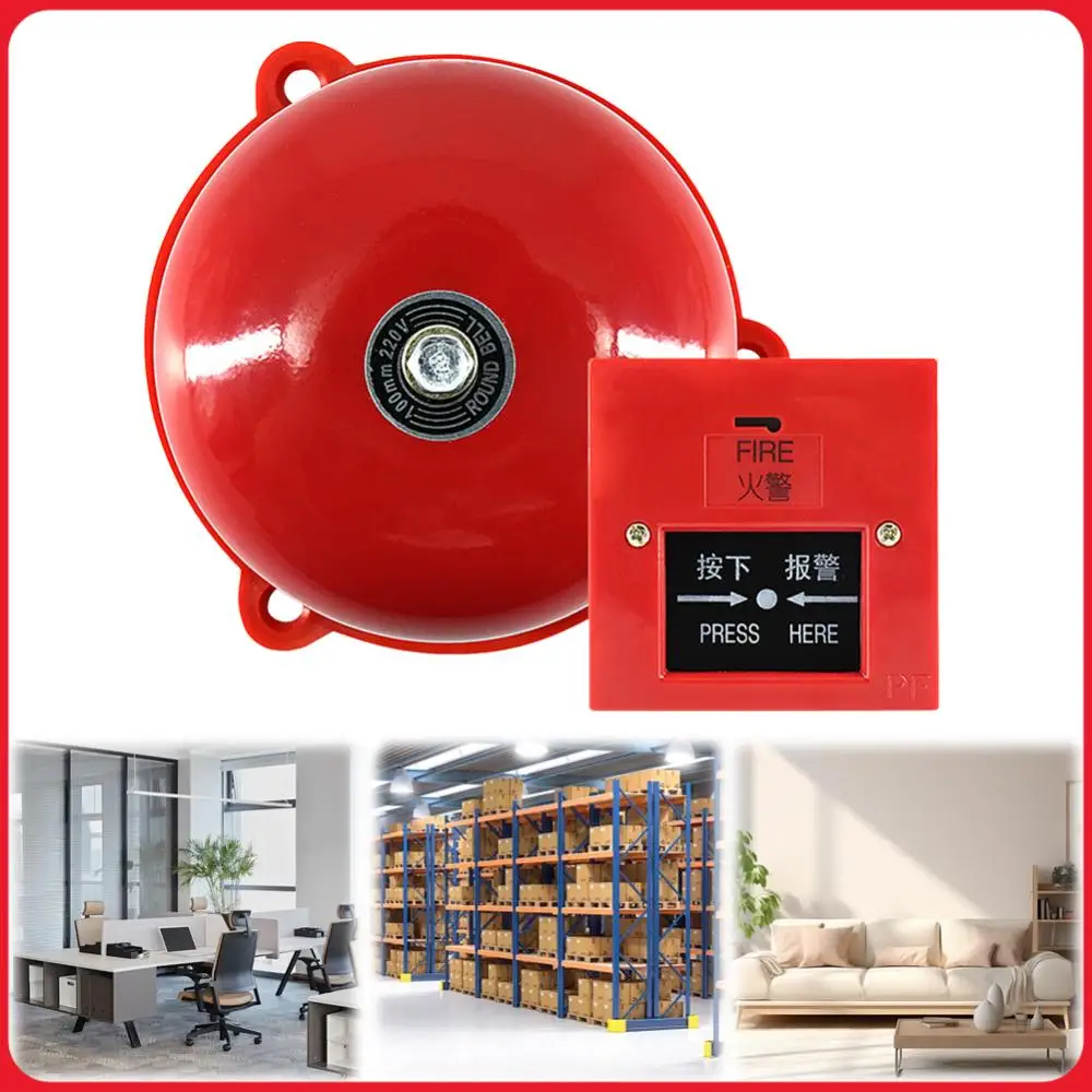 

4-дюймовая пожарная сигнализация для школ, 100 дБ, металлическая кнопка вызова, внутренний электрический звонок, внутренний сигнальный звонок