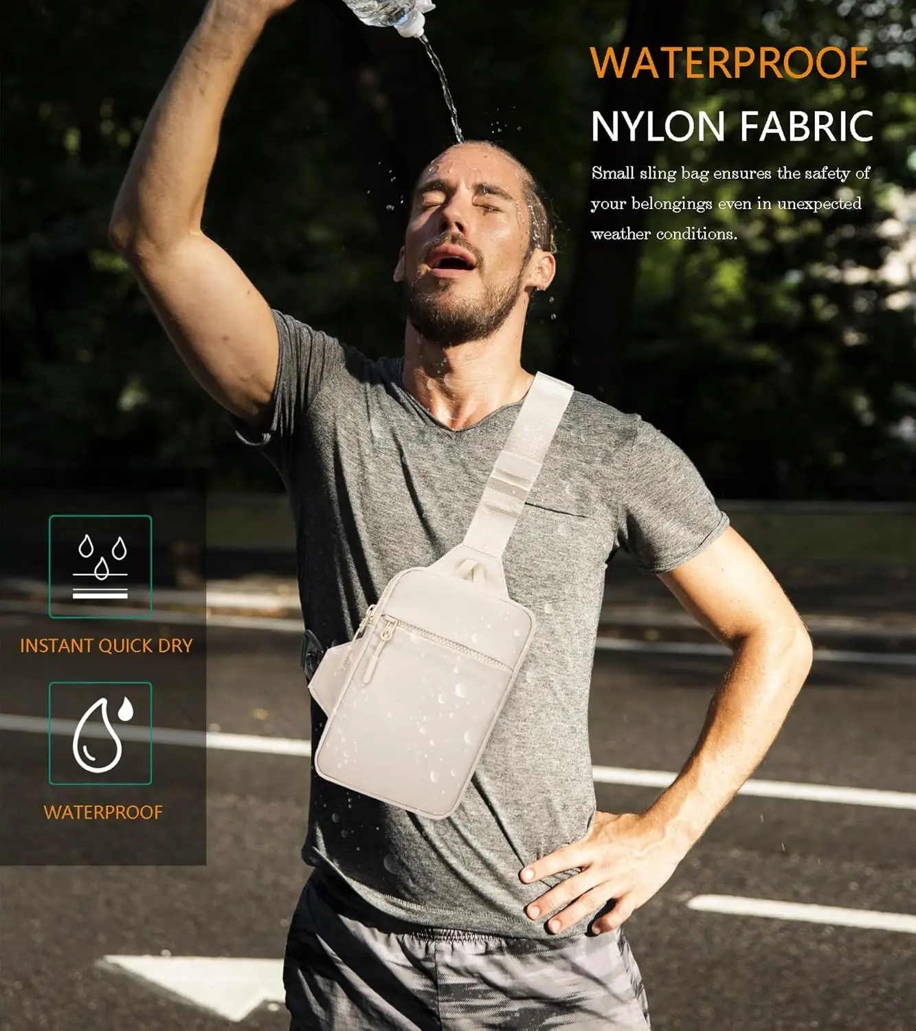 Picture 4: Mini Sling Bag for Men Women, Waterproof Utility Crossbody Backpack Chest Bag for Hiking Travel Sports Running