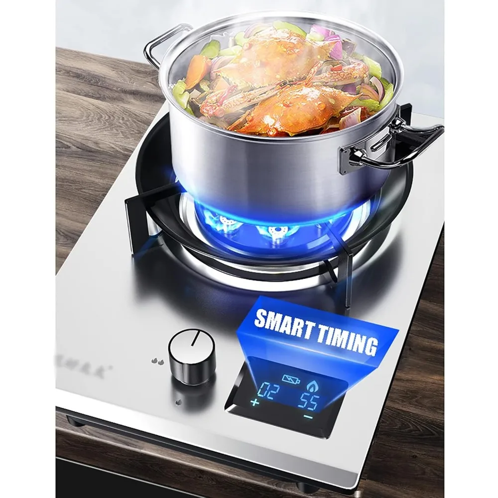 Burner Gas Cooker Gas hob Built-in Gas Hob, Home Kitchen Gas Stove ，13-Cavity Blaze Burner， 8000W, Intelligent Timing, Battery D