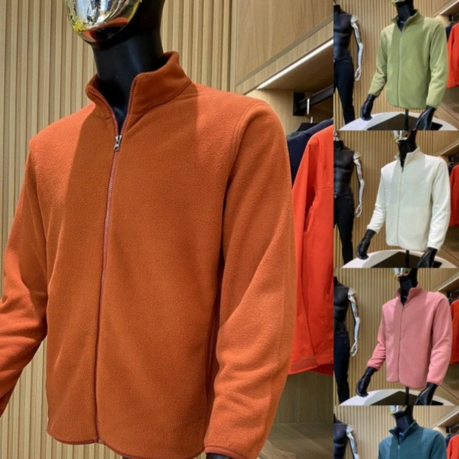 Sweater Stand-up Neck Zipper Cardigan Jacket Autumn and Winter Couple's Thickened Warm Fleece Solid Color Jacket